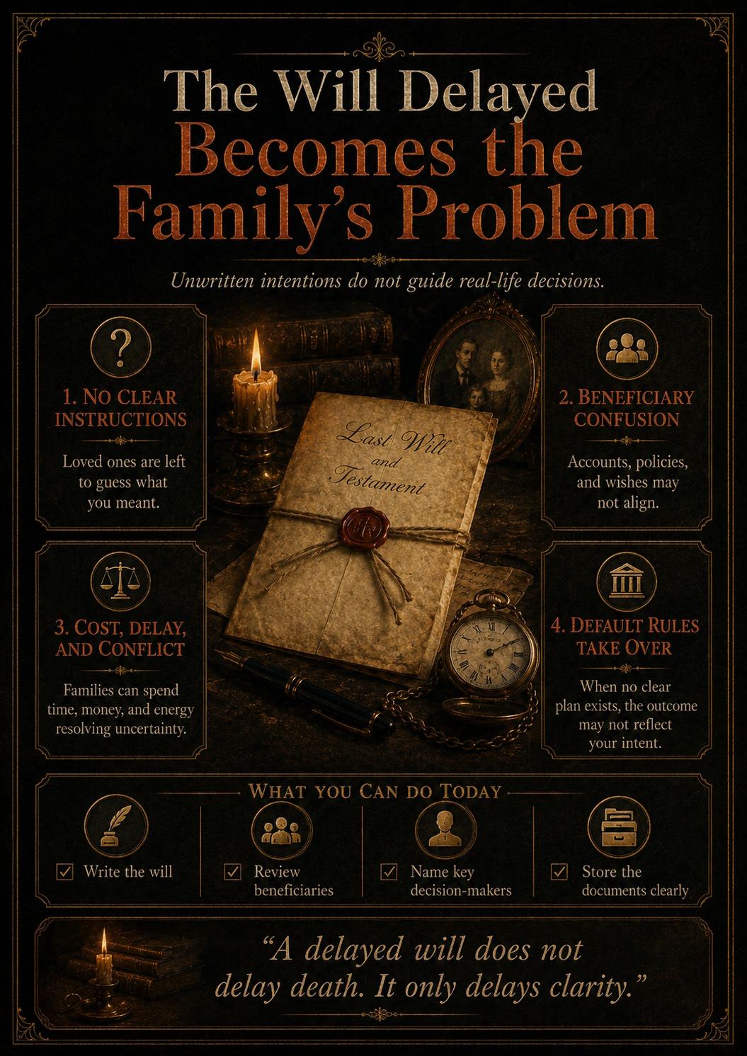 The Will Delayed Becomes the Family’s Problem — unwritten intentions do not guide real-life decisions.